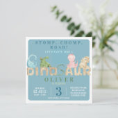 恐竜の誕生日パーティー招待状 セーブザデート (スタンド正面)