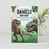 恐竜の誕生日パーティー招待状、吠えるティラノサウルス 招待状 (スタンド正面)