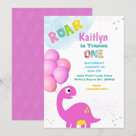 恐竜の誕生日パーティー招待状（女の子用） 招待状