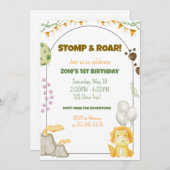 恐竜の誕生日パーティー招待状 招待状 (正面/裏面)