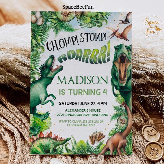 恐竜の誕生日パーティー招待状 男の子 サファリ ディノ 招待状