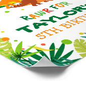 恐竜の誕生日パーティー歓迎の看板ポスター ポスター (角)