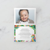 恐竜の誕生日パーティー男子カスタム写真トロピカル サンキューカード (内部)