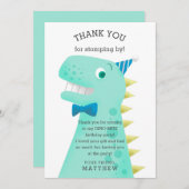 恐竜の誕生日パーティー男子 サンキューカード (正面/裏面)