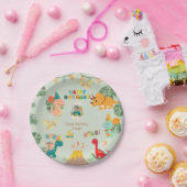 恐竜の誕生日パーティー紙プレート-カスタム写真 ペーパープレート (パーティー)