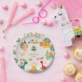 恐竜の誕生日パーティー紙プレート-カスタム写真 ペーパープレート (パーティー)