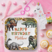 恐竜の誕生日パーティー紙プレート ペーパープレート (パーティー)