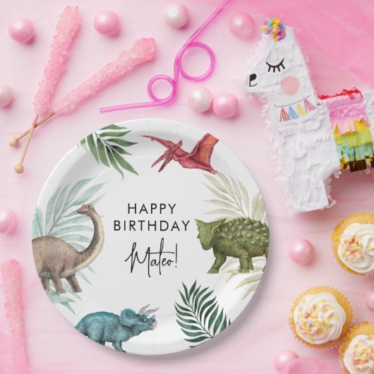 恐竜の誕生日パーティー紙プレート ペーパープレート (パーティー)