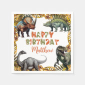 恐竜の誕生日パーティー紙 スタンダードカクテルナプキン (正面)