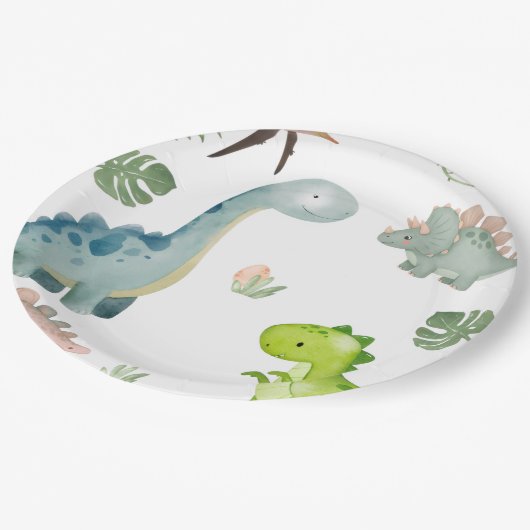 恐竜の誕生日パーティー紙 ペーパープレート (アングル)