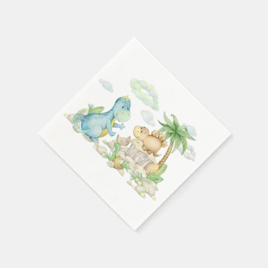 恐竜の誕生日パーティー赤ちゃんシャワー スタンダードカクテルナプキン (角)