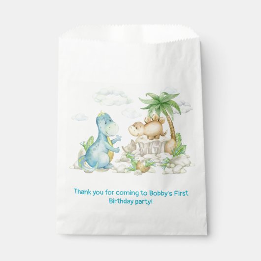 恐竜の誕生日パーティー赤ちゃんシャワー フェイバーバッグ (正面)