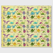 恐竜の誕生日パーティー追加ボーイズネーム ラッピングペーパー (フラット)