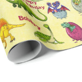 恐竜の誕生日パーティー追加ボーイズネーム ラッピングペーパー (ロールコーナー)