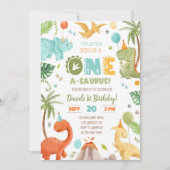 恐竜の誕生日パーティー1st誕生日ファースト誕生日 招待状 (正面)