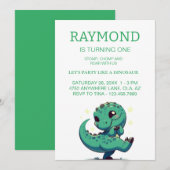 恐竜の誕生日パーティー（お子様の名前） 招待状 (正面/裏面)