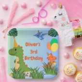 恐竜の誕生日パーティー – かわいいディノテーマ ペーパープレート (パーティー)