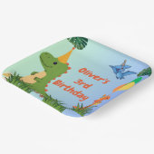 恐竜の誕生日パーティー – かわいいディノテーマ ペーパープレート (傾斜あり)
