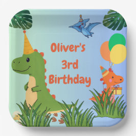 恐竜の誕生日パーティー – かわいいディノテーマ ペーパープレート