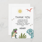 恐竜の誕生日パーティー サンキューカード (正面/裏面)