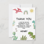 恐竜の誕生日パーティー サンキューカード (正面)