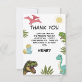 恐竜の誕生日パーティー サンキューカード (正面)