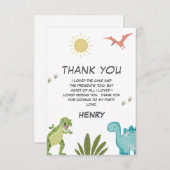 恐竜の誕生日パーティー サンキューカード (正面/裏面)