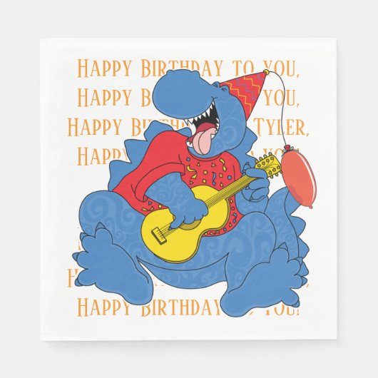 恐竜の誕生日パーティー スタンダードランチョンナプキン (正面)