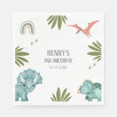 恐竜の誕生日パーティー スタンダードランチョンナプキン (正面)