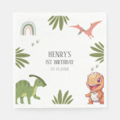 恐竜の誕生日パーティー スタンダードランチョンナプキン (正面)