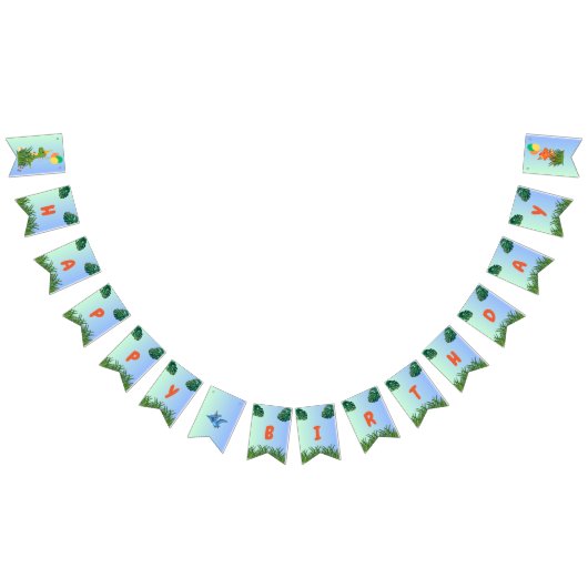 恐竜の誕生日パーティー バンティングフラッグ (全)