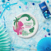 恐竜の誕生日パーティー |ピンクトレックスDino ペーパープレート (パーティー)