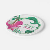恐竜の誕生日パーティー |ピンクトレックスDino ペーパープレート (アングル)