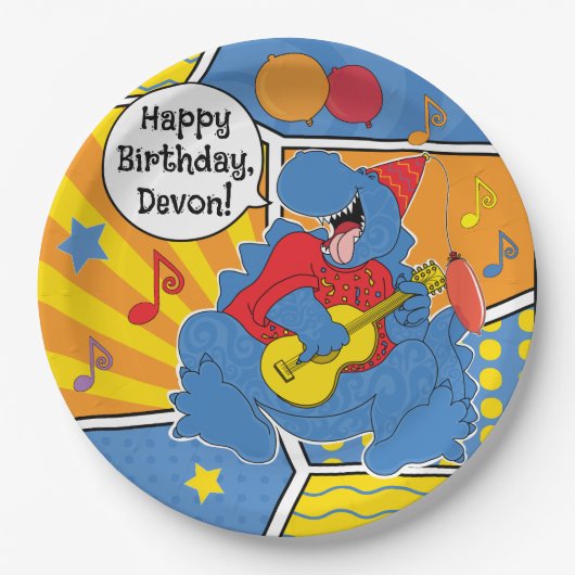 恐竜の誕生日パーティー ペーパープレート (正面)