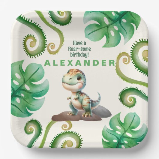 恐竜の誕生日パーティー ペーパープレート (正面)
