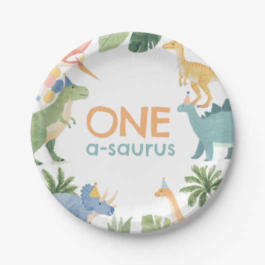 恐竜の誕生日パーティー ペーパープレート (正面)