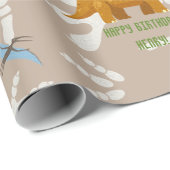 恐竜の誕生日パーティー，子供の誕生日,カスタム文字 ラッピングペーパー (ロールコーナー)