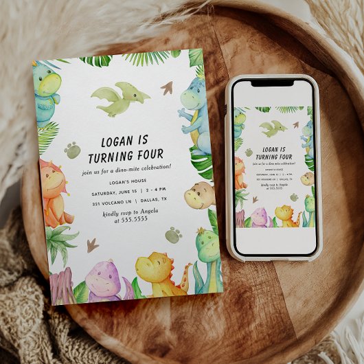 恐竜の誕生日パーティー | 子供の誕生日 招待状