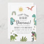 恐竜の誕生日パーティー 招待状 (正面/裏面)