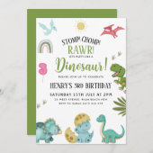 恐竜の誕生日パーティー 招待状 (正面/裏面)