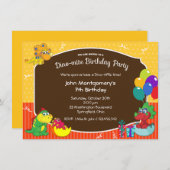 恐竜の誕生日パーティー 招待状 (正面/裏面)