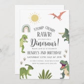 恐竜の誕生日パーティー 招待状 (正面/裏面)