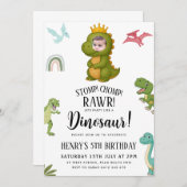 恐竜の誕生日パーティー 招待状 (正面/裏面)