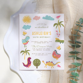 恐竜の誕生日パーティー | 男の子または女の子の誕生日 インビテーションポストカード