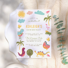 恐竜の誕生日パーティー |男の子または女の子誕生日 招待状