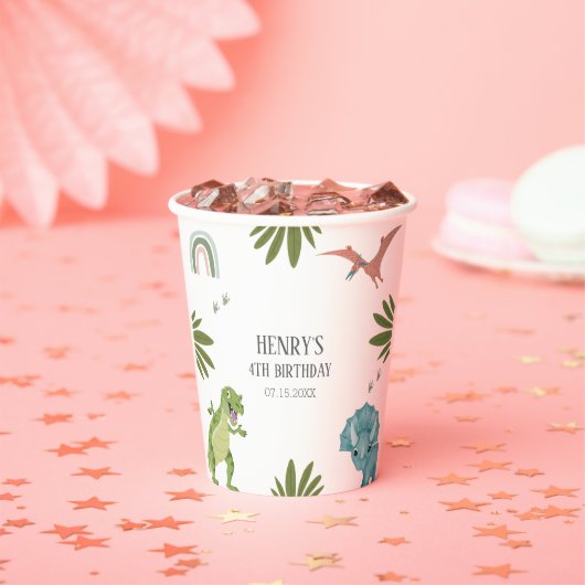恐竜の誕生日パーティー 紙コップ (インサイチュ)
