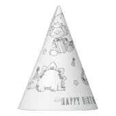 恐竜の誕生日パーティー – 自分の帽子の色 パーティーハット (左)