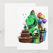 恐竜の誕生日パーティー 4歳児向け 招待状 (正面/裏面)