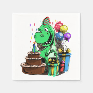 恐竜の誕生日パーティー – 1歳のティラノサウルス スタンダードカクテルナプキン