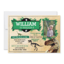 恐竜の誕生日パーティー T-Rex 発掘 フォト 招待状